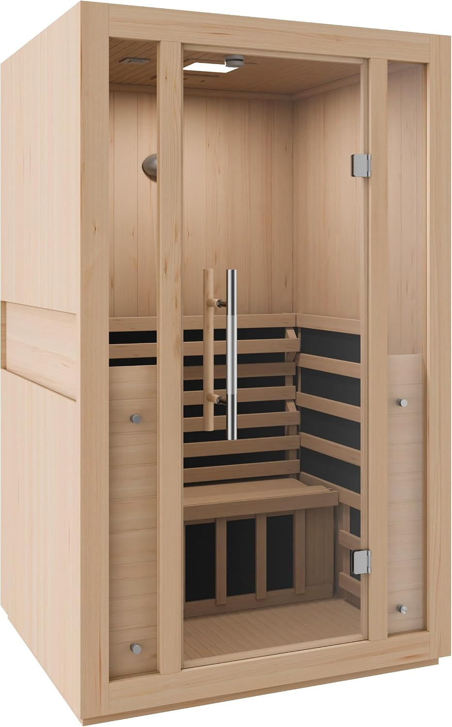 SteamSpa 1-2 Person Low EMF Carbon FAR Infrared Hemlock Wood and Tempered Glass Indoor Home Sauna Room with Redlight Heating Tube, LED Touch Control Panel, Color LED Therapy Light, Bluetooth Speaker | Amazon (US)