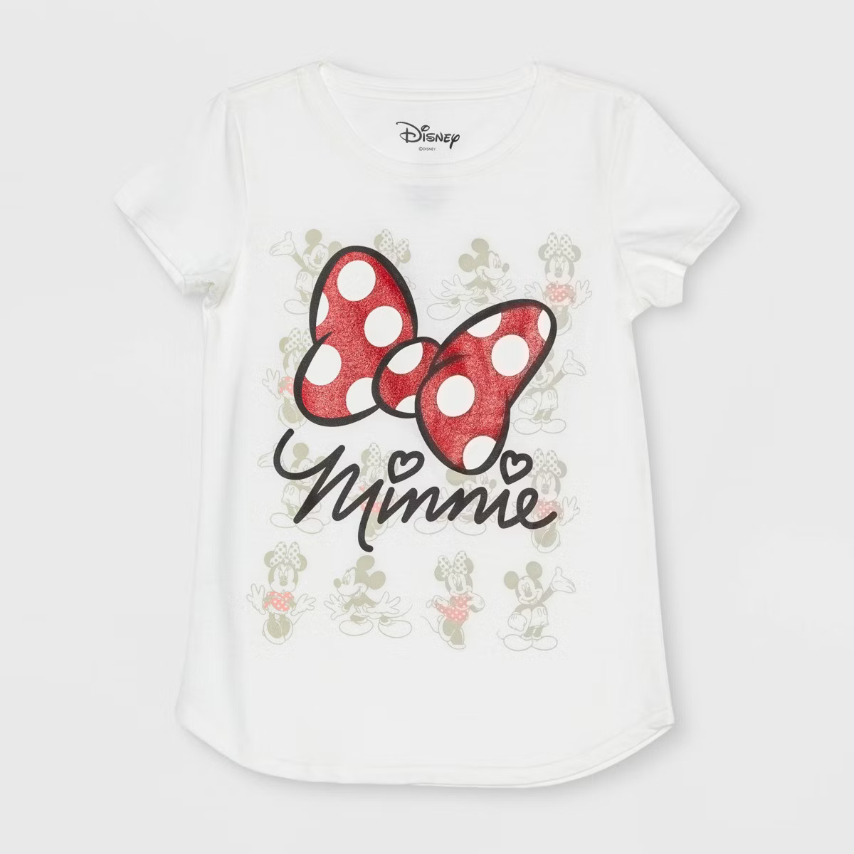 Girls' Minnie Mouse Bow Short Sleeve Graphic T-Shirt - Off-White M | Target