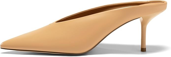 Coutgo Womens High Heels Mules Closed Pointed Toe Slide Sandals Slip On Summer Dress Shoes | Amazon (US)