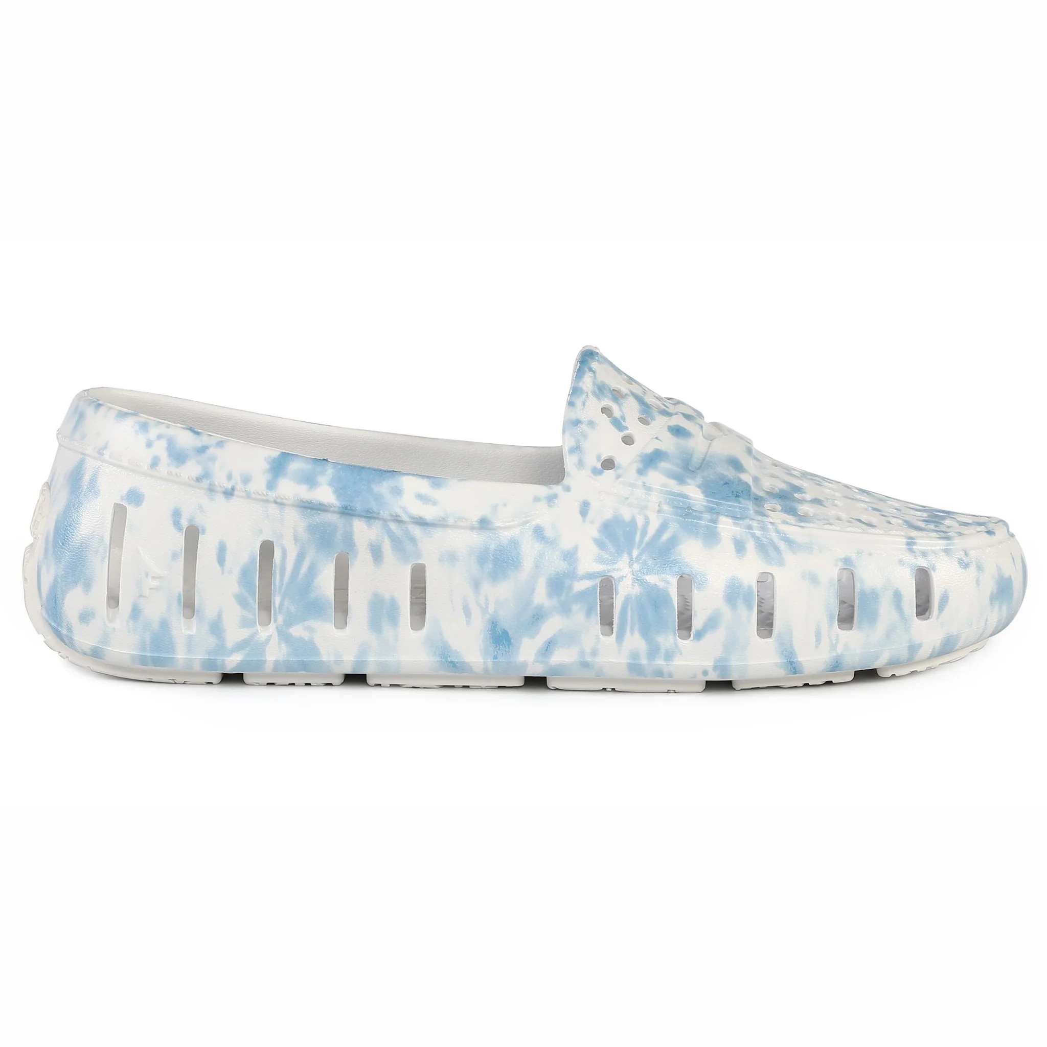 Women's Posh Blue Tie Dye Print Bright White Loafers | Floafers