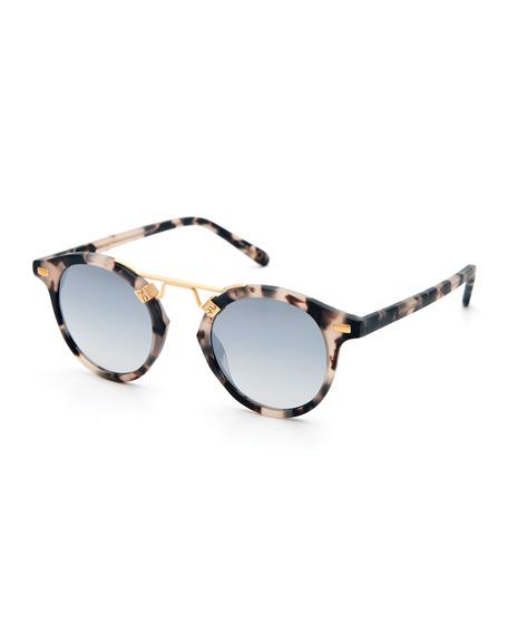 St. Louis Round Gradient Sunglasses, Tortoise | Neiman Marcus