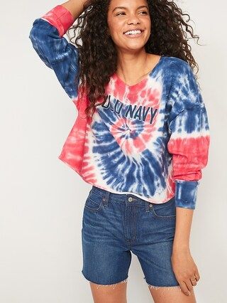 Oversized Logo Americana Tie-Dye Sweatshirt for Women | Old Navy (US)