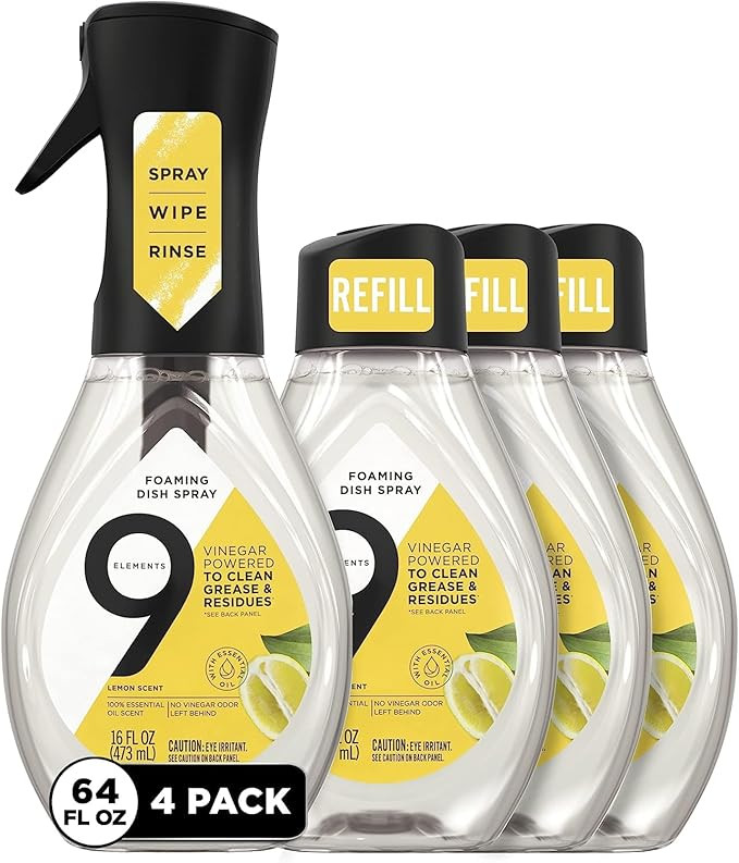 9 Elements Natural Dish Soap, Dishwashing Liquid with Lemon Essential Oils, Made with the Power o... | Amazon (US)