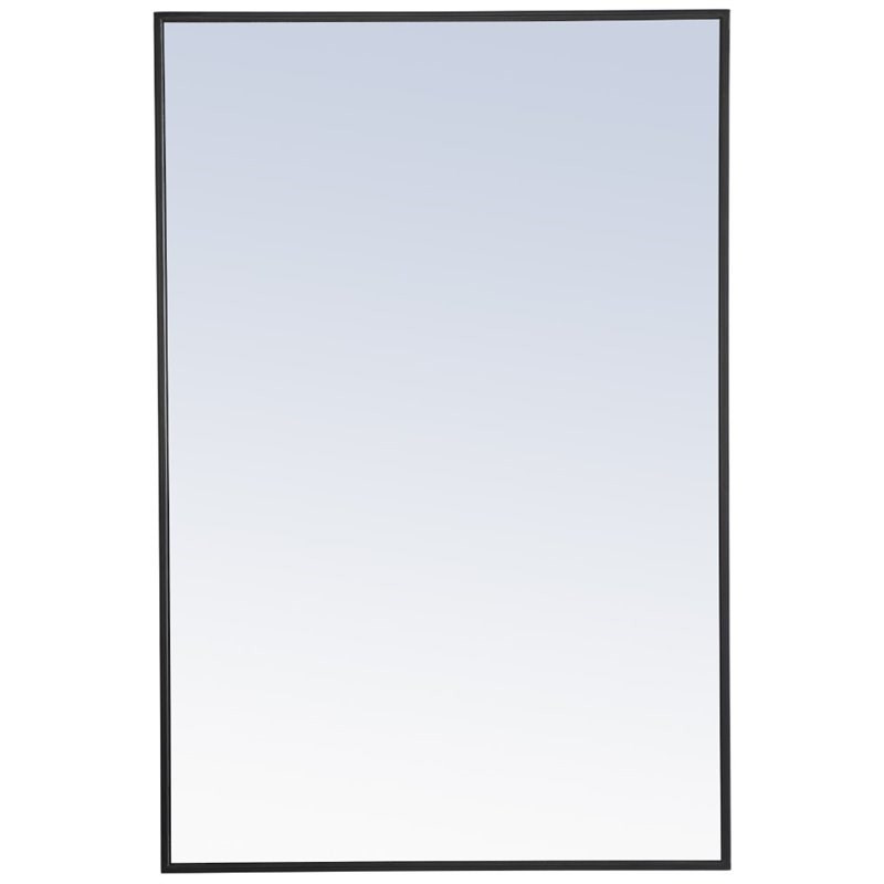 Atlin Designs Modern 42" x 28" Contemporary Metal Frame Mirror in Black | Homesquare
