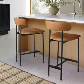 Grier Leather Bar &amp; Counter Stools | West Elm (US)