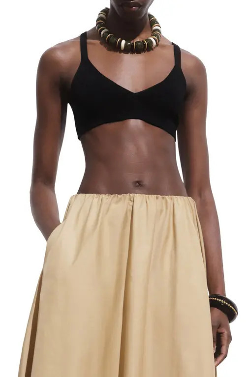 MANGO Knit Cropped Top in Black at Nordstrom, Size Small | Nordstrom