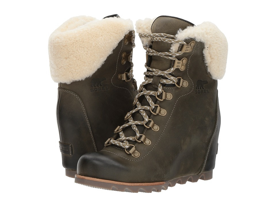 SOREL - Conquest Wedge Shearling (Nori/Stone) Women's Waterproof Boots | Zappos