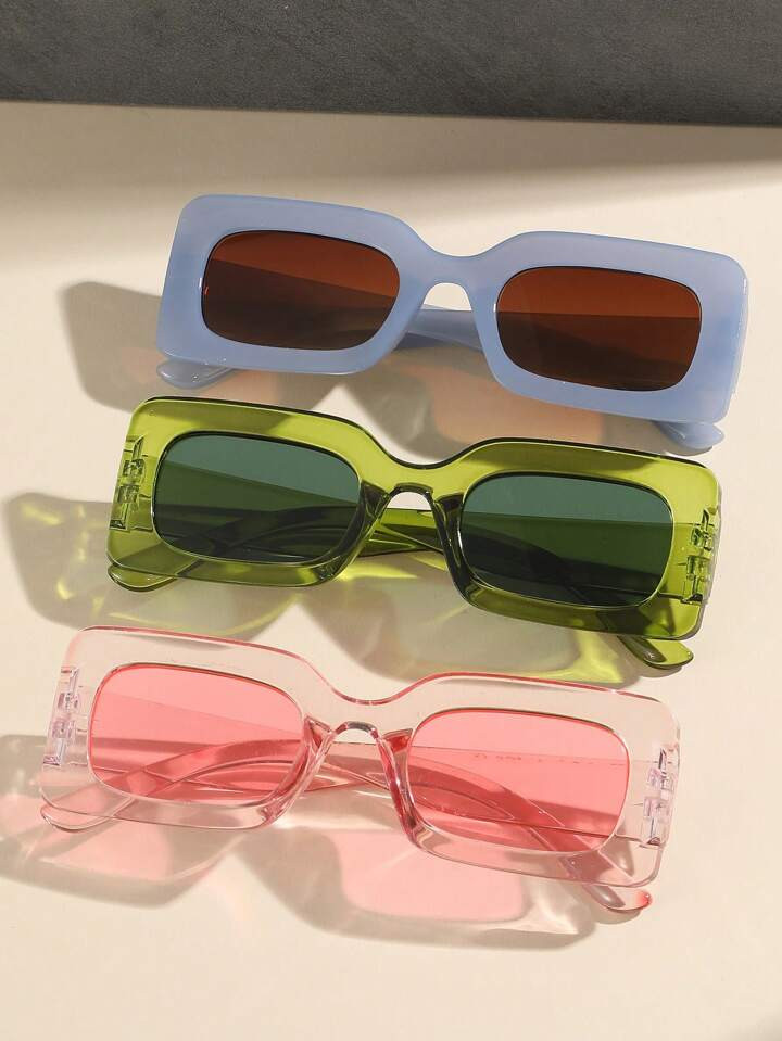 Mujer 3 pares Gafas de moda de marco cuadrado para exterior | SHEIN