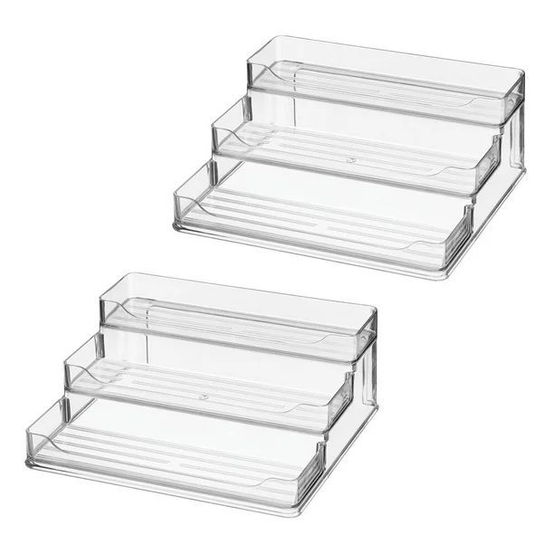 mDesign Plastic Spice and Food Kitchen Cabinet Shelf Organizer - 3 Tier Storage - Modern Compact ... | Walmart (US)