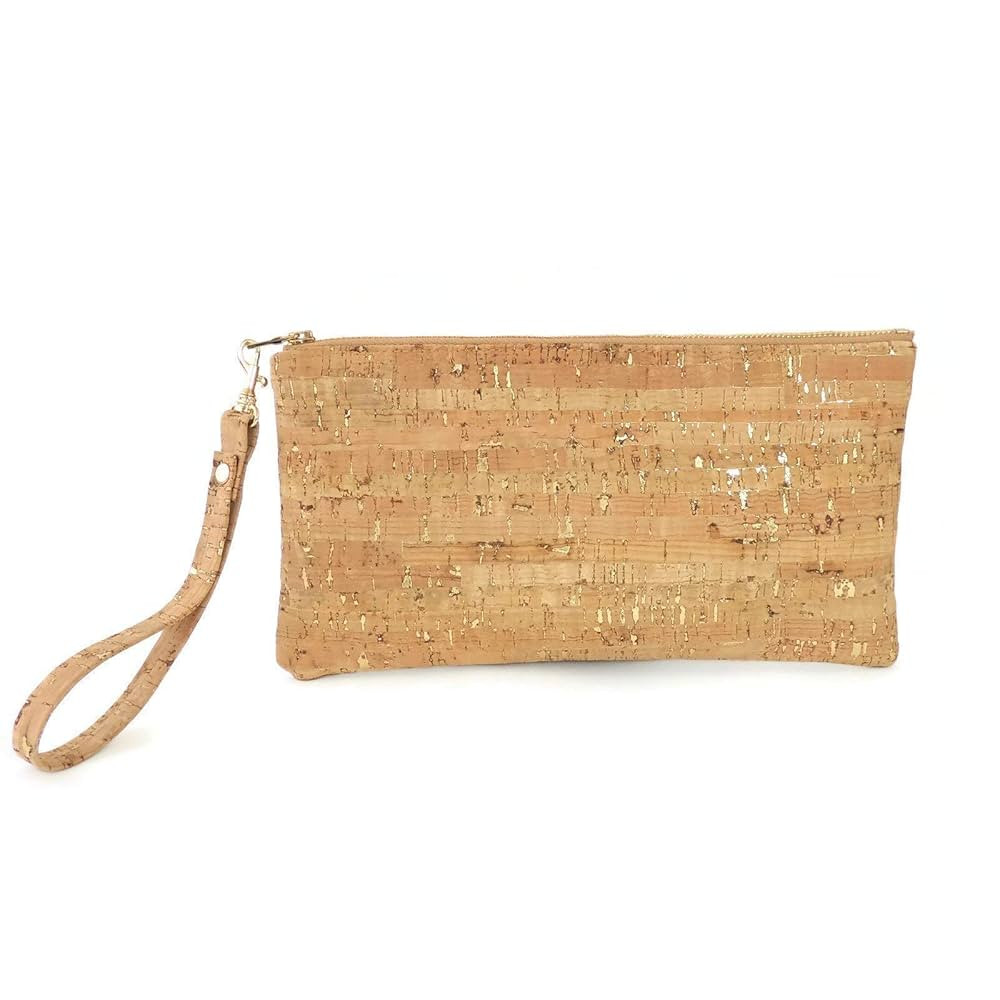 Wristlet Clutch in Natural Cork with Dashes of Gold by Spicer Bags | Amazon (US)