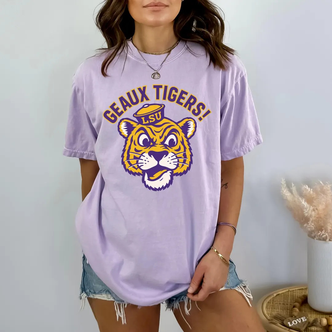 Purple Gold Louisiana Tigers Shirt, Geaux Tigers Tshirt, College Game Day Tee, Baton Rouge Louisi... | Etsy (US)