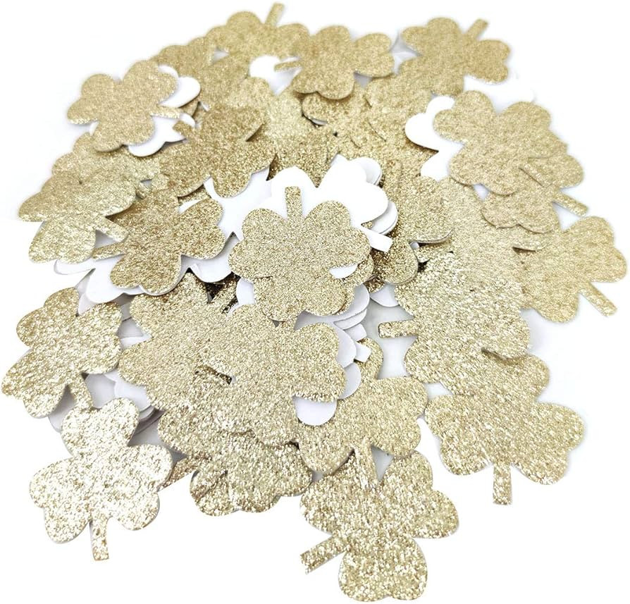 Glitter Gold Clover Stickers Lucky Shamrock Window Wall Decal for Office School Home Envelope Sea... | Amazon (US)