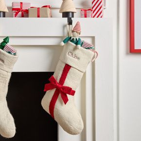 Felt Red Bow Stocking | West Elm (US)