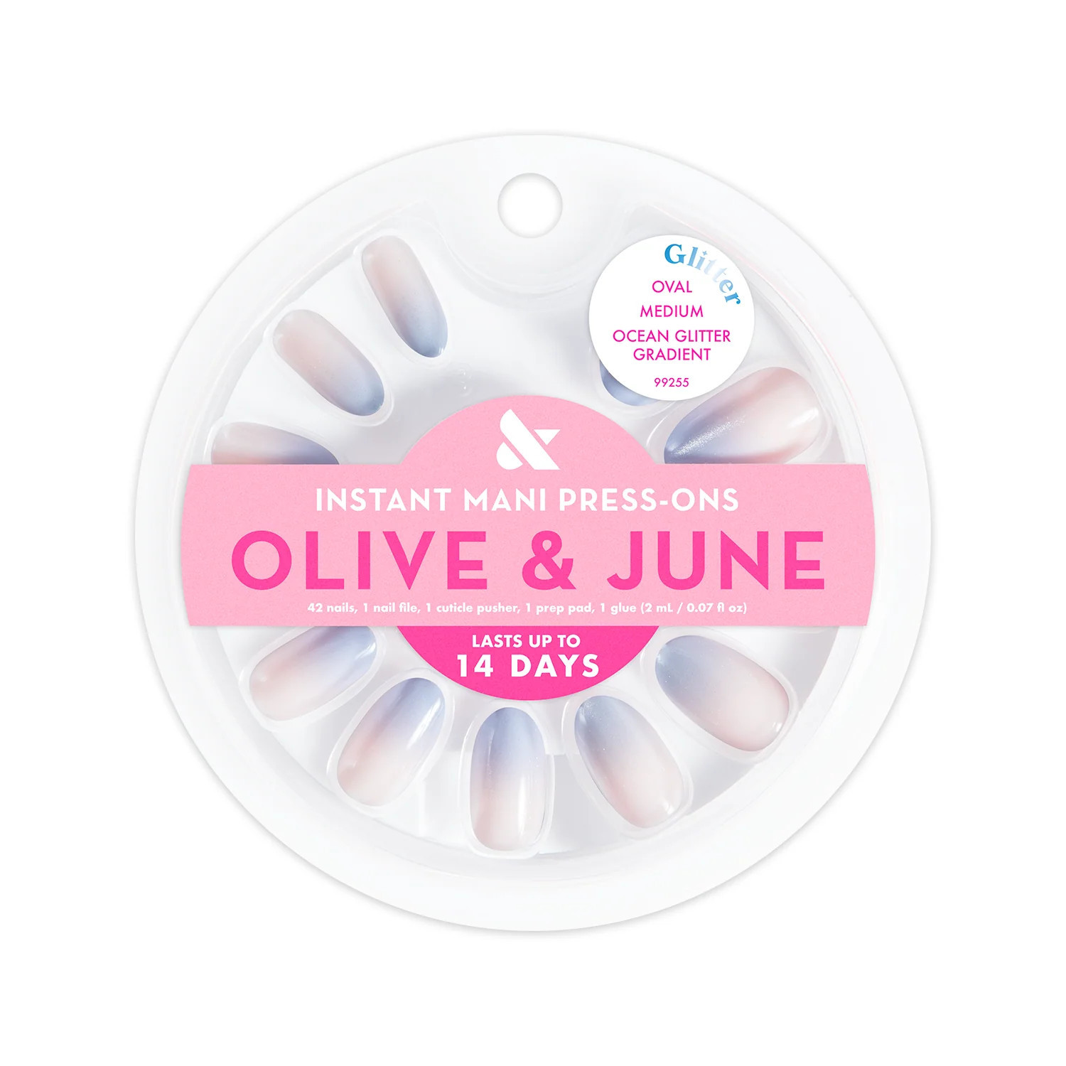 Ocean Glitter Gradient - Press On | Medium | Oval | Olive & June