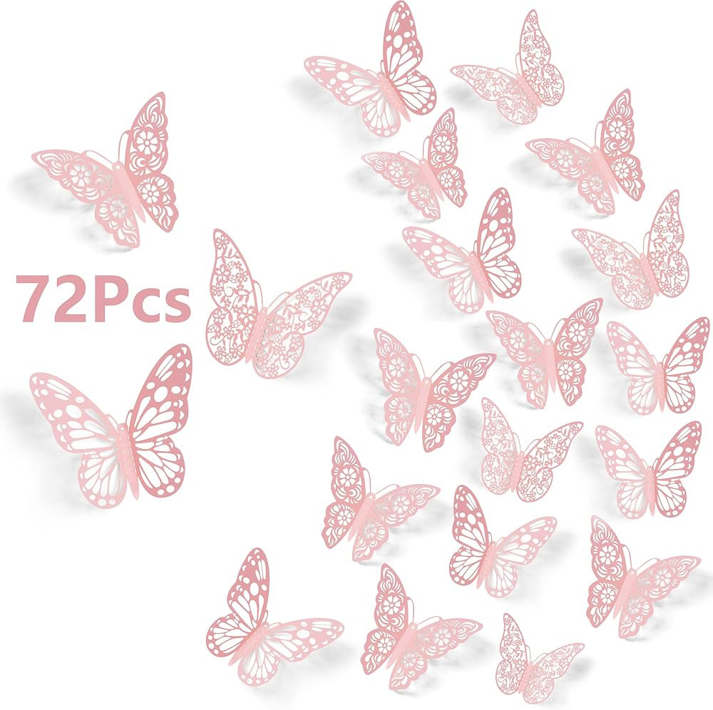 SAOROPEB 3D Butterfly Wall Decor, 72Pcs 3 Sizes 3 Styles, Removable Stickers Wall Decor Room Mura... | Amazon (US)