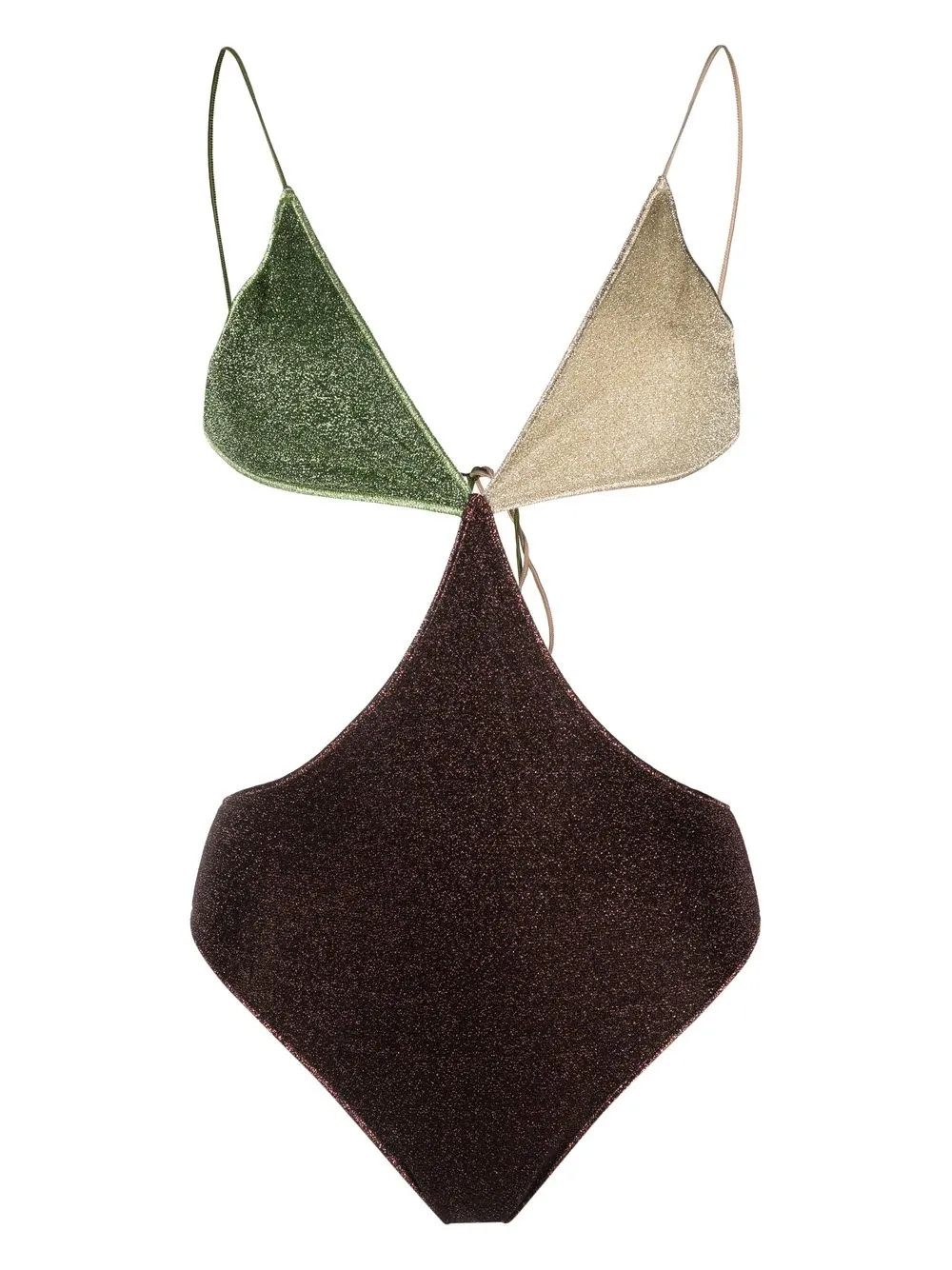 Oséree high-shine color-block one-piece Swimsuit - Farfetch | Farfetch Global