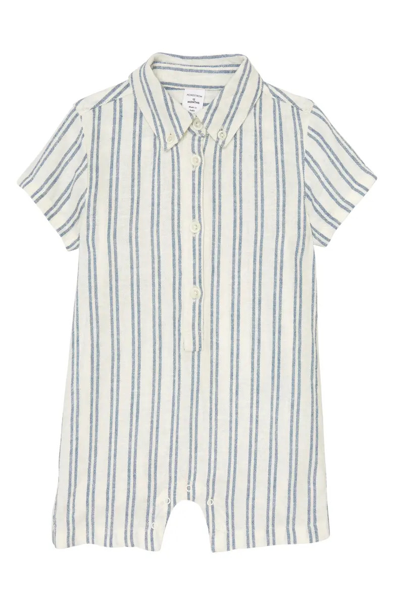 Family Henley Linen Blend Romper | Nordstrom