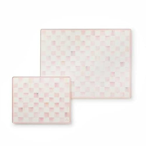 MACKENZIE-CHILDS Set of 2 Tempered Glass Cutting Boards, Countertop Cutting Boards, Pink-and-White Rosy Check | Amazon (US)