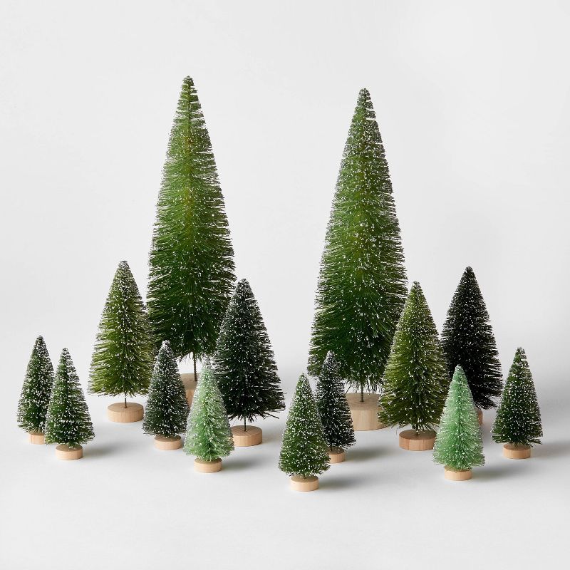 14pc Decorative Sisal Bottle Brush Tree Set Metallic Green - Wondershop™ | Target