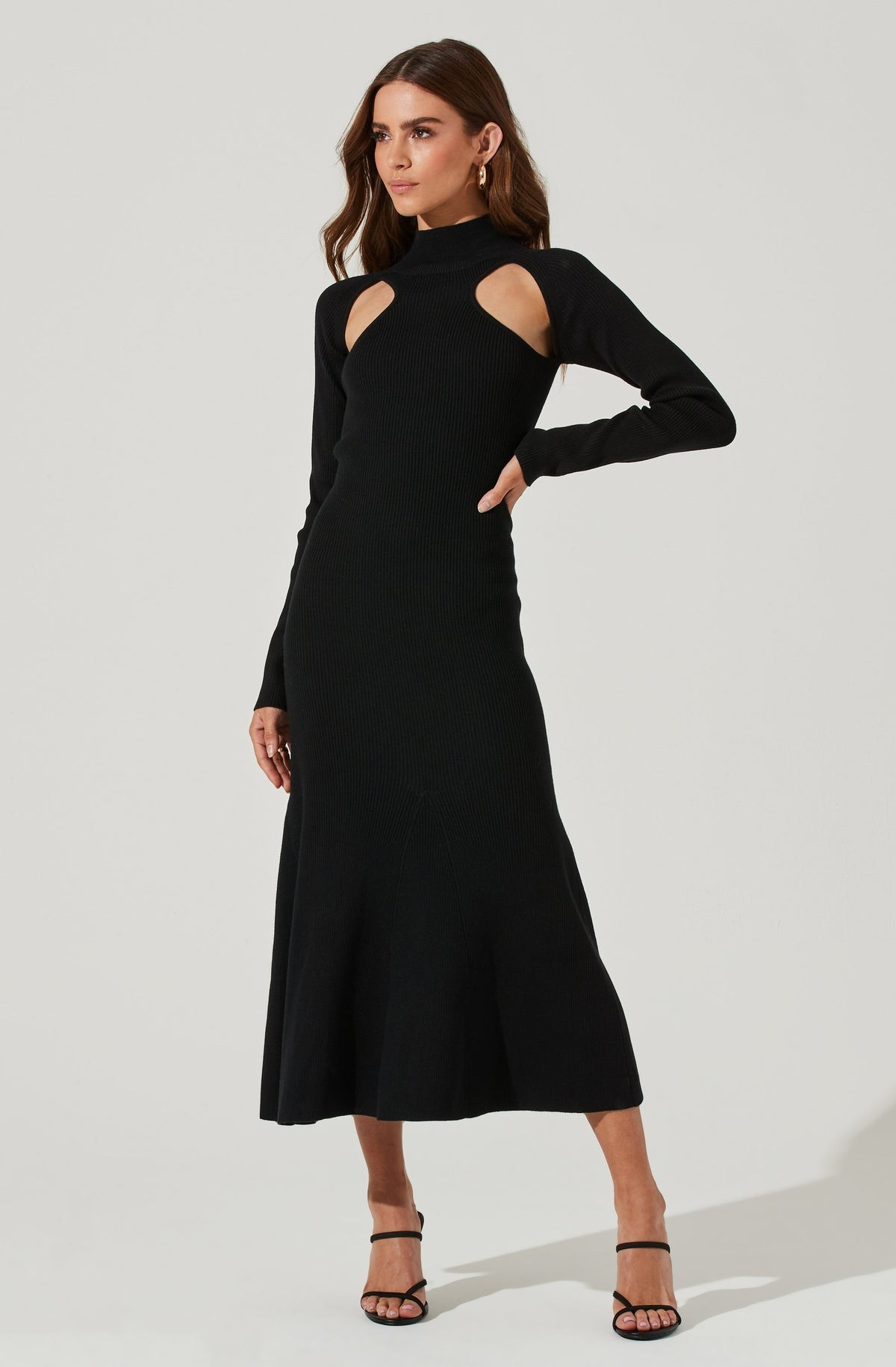 Front Cutout Long Sleeve Sweater Midi Dress | ASTR The Label (US)