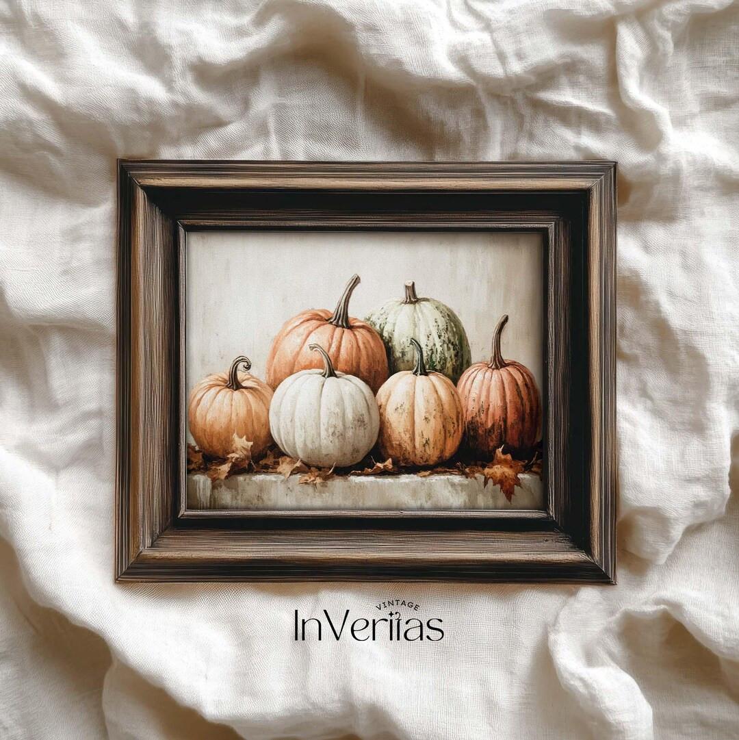 Vintage Pumpkins Print Fall Painting | Farmhouse Fall Kitchen Decor | PRINTABLE | No. 858 - Etsy | Etsy (US)