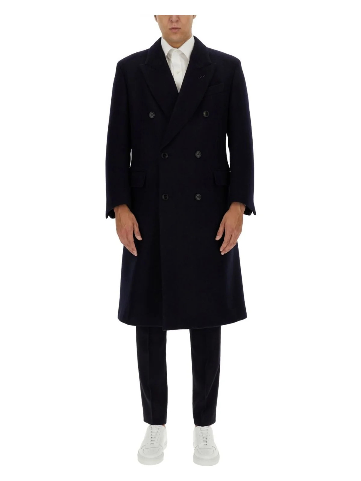 Tom Ford Men's Double-Breasted Coat in Blue | Size 50 | CLUP03 | LOZURI