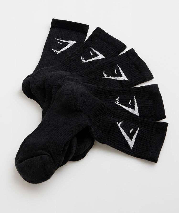Gymshark Crew Socks 5pk - Black | Gymshark US