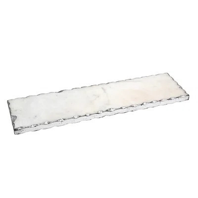 Alina Marquise Silver Raw Edge Marble Serving Tray | Wayfair North America