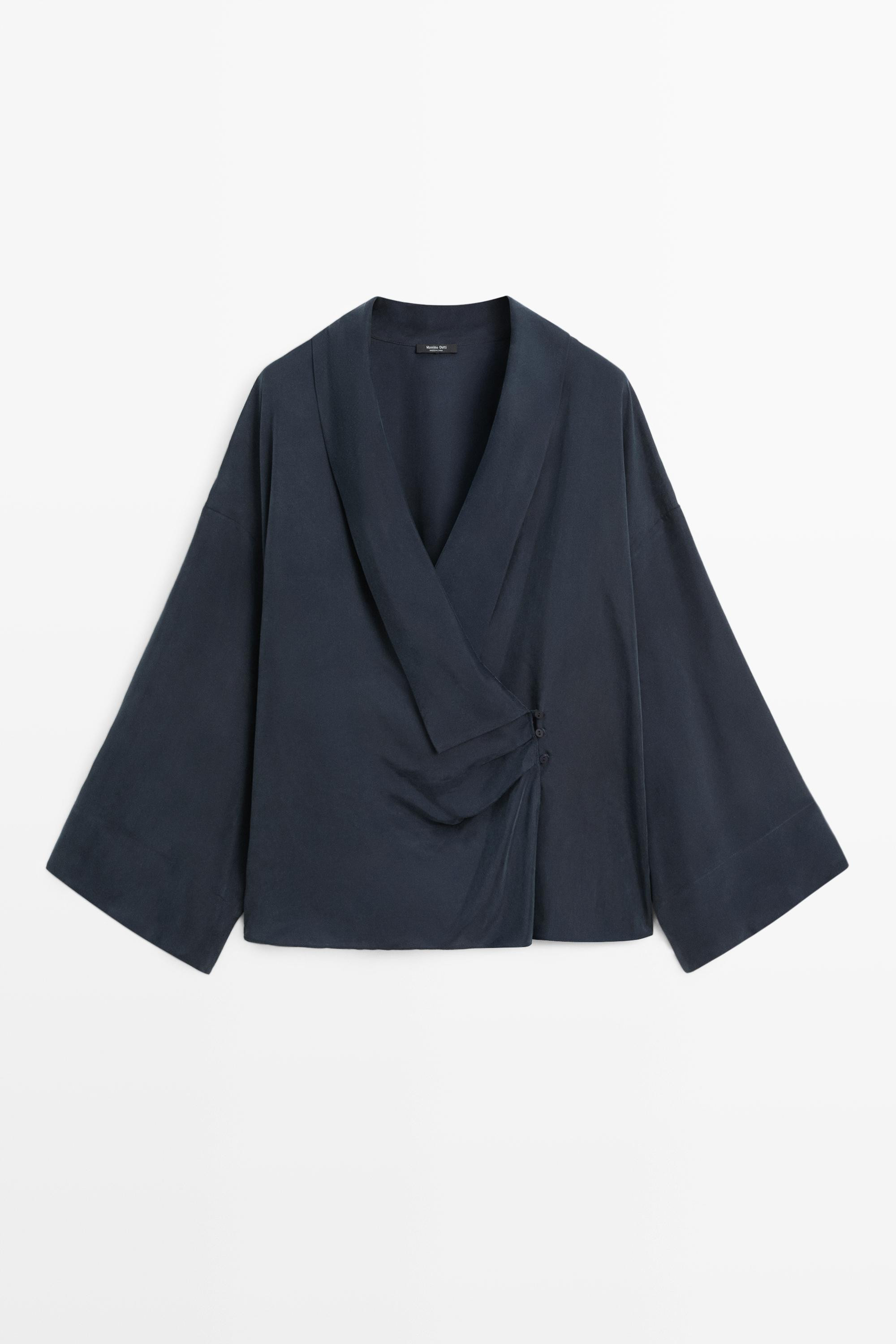 Flowing gathered wrap blouse | Massimo Dutti US