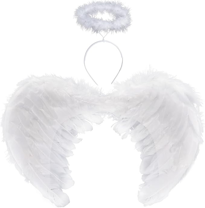 Angel Wings Feather Wings and Halo Headband for Cosplay Party Costume Halloween Dress Up Props Ch... | Amazon (US)