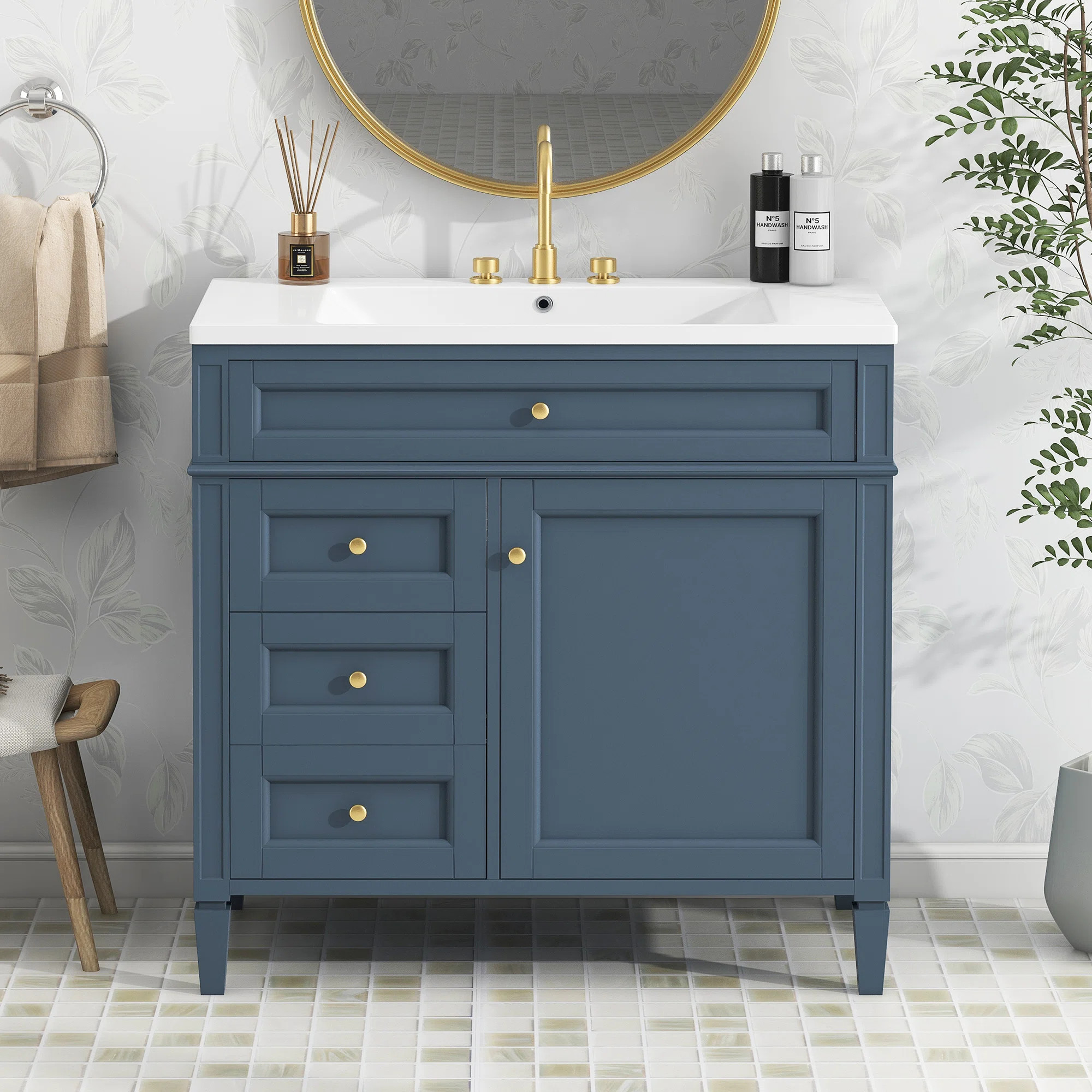 36" Single Bathroom Vanity with Countertop Sink | Wayfair North America
