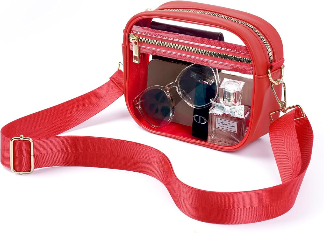 Clear Bag Stadium Approved, Leather Clear Crossbody Purse Bag for Concerts Sports Events Festival... | Amazon (US)