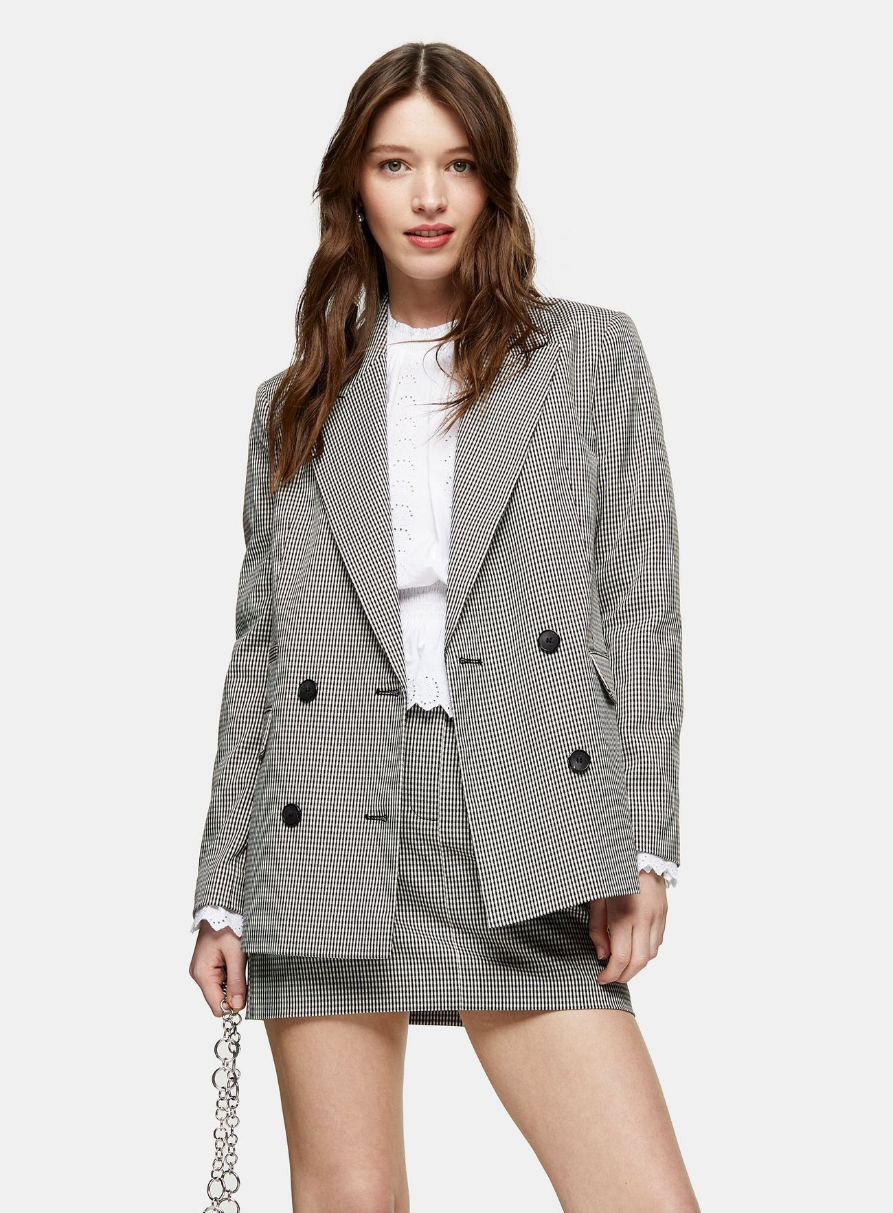 Black and White Mini Houndstooth Single Breasted Blazer | Topshop UK