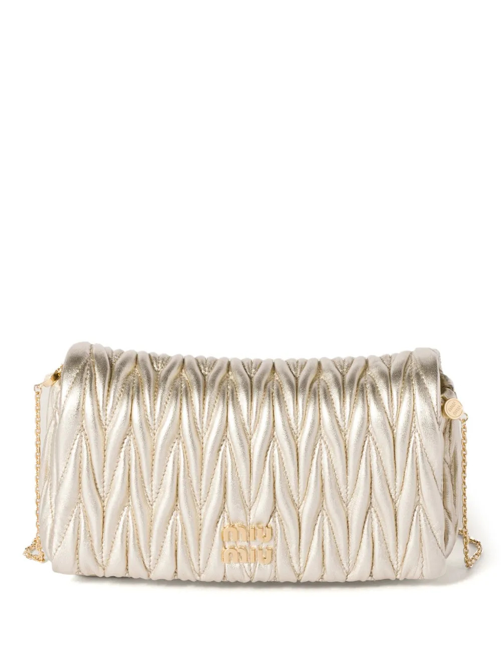 Miu Miu Matelassé Nappa Leather mini-bag | Gold | FARFETCH | Farfetch Global