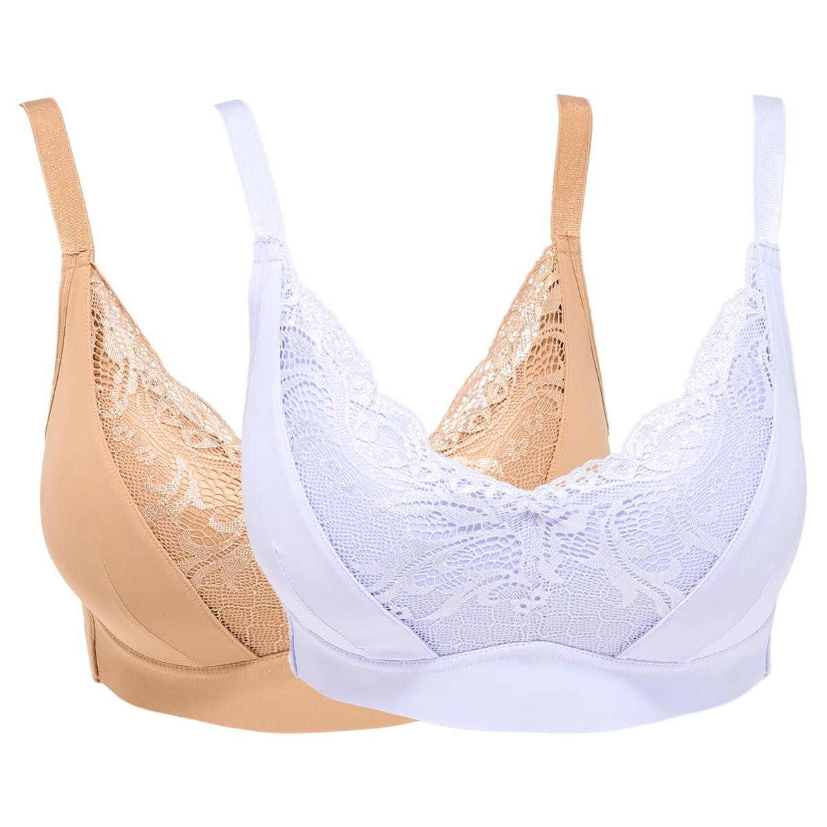 Rhonda Shear 2-pack Molded Cup Lace Bra with Invisible Edge | HSN