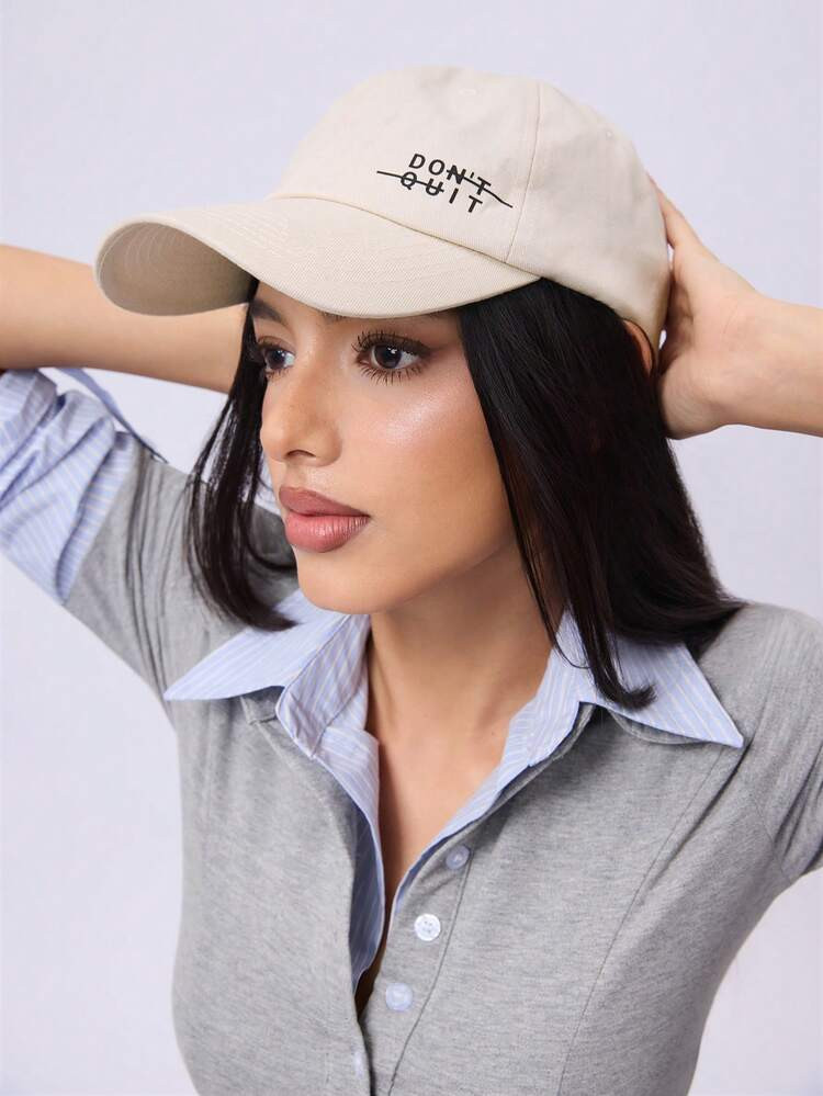 DareSee 1 Pc DON'T QUIT Baseball Cap, Stylish Classic Soft Sweatband Adjustable Size Lightweight Sun UV Protection Versatile Classic Cap, Suitable For Outdoor Sports Daily Wear Party Vacation Perfect Gift For Friends Music-Fest Y2K-Fest Back To School | SHEIN