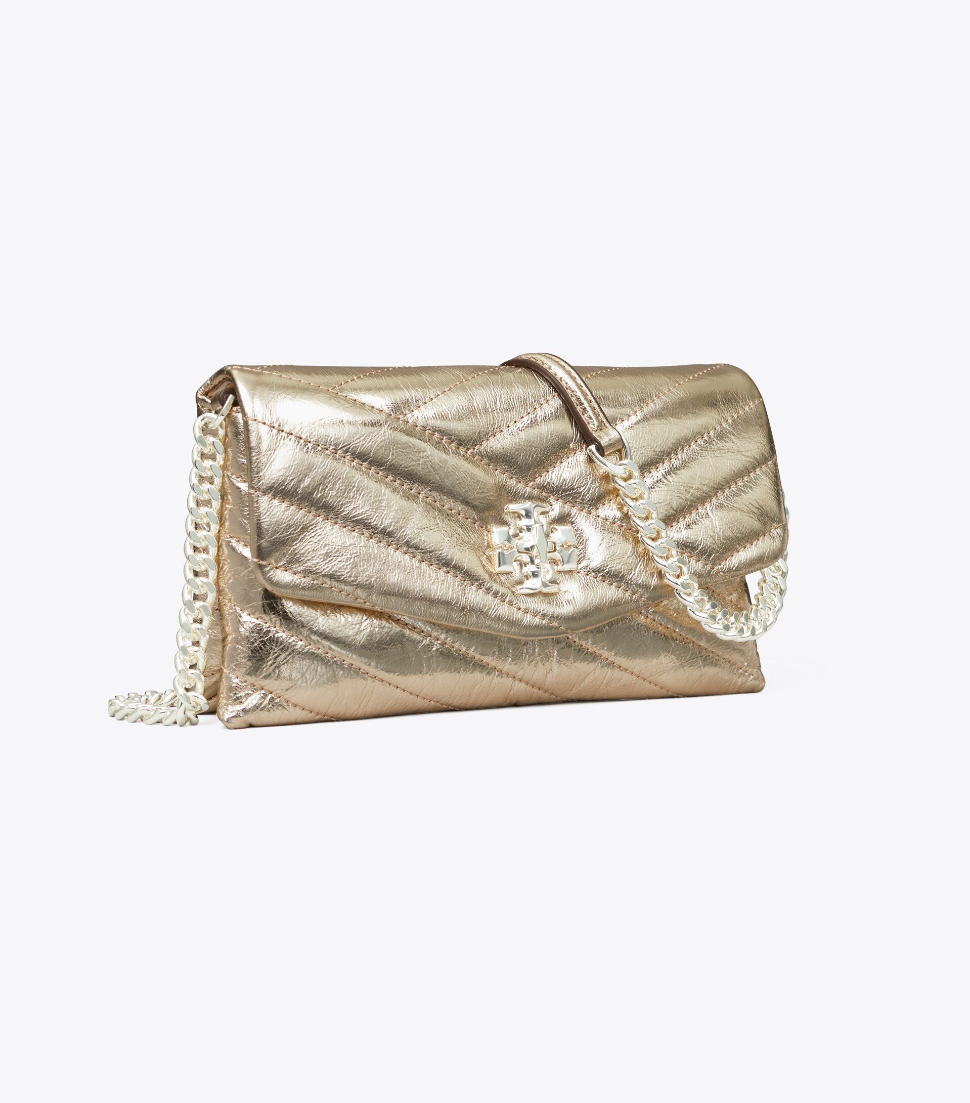 Kira Chevron Metallic Chain Wallet | Tory Burch (US)