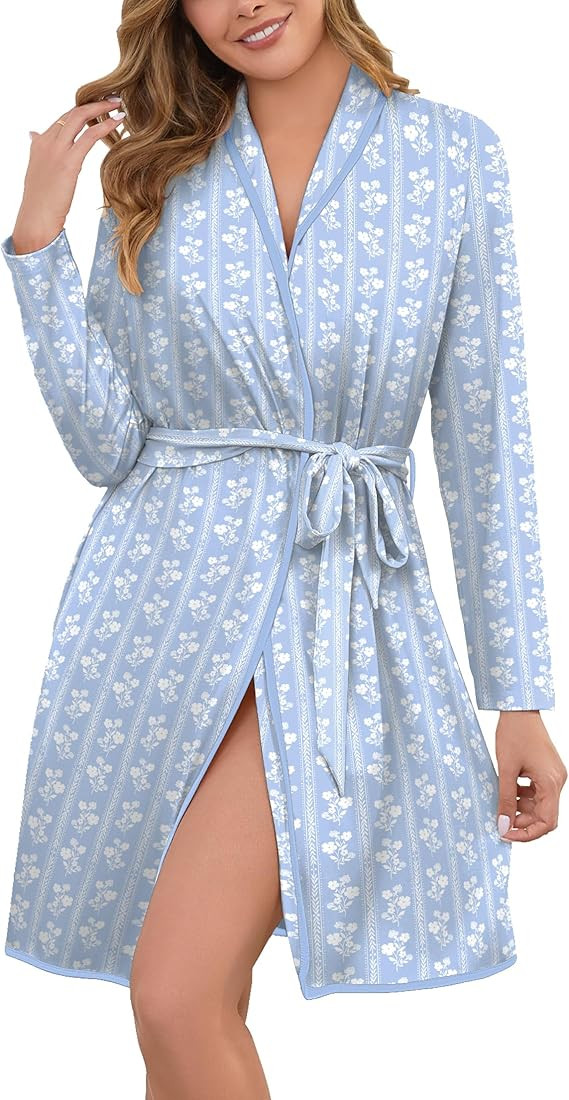 Namatime Robes for Women Print Long Sleeve Kimono Bath Robe Lightweight House Coat Bathrobe Loung... | Amazon (US)