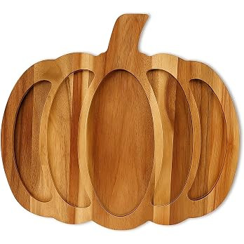 Wood Pumpkin Decor Platter Halloween Charcuterie Boards Fall Serving Dishes | Amazon (US)