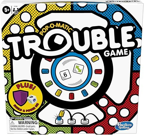 Hasbro Gaming Trouble Board Game, Includes Bonus Power Die and Shield, Family Game for 2-4 Player... | Amazon (US)