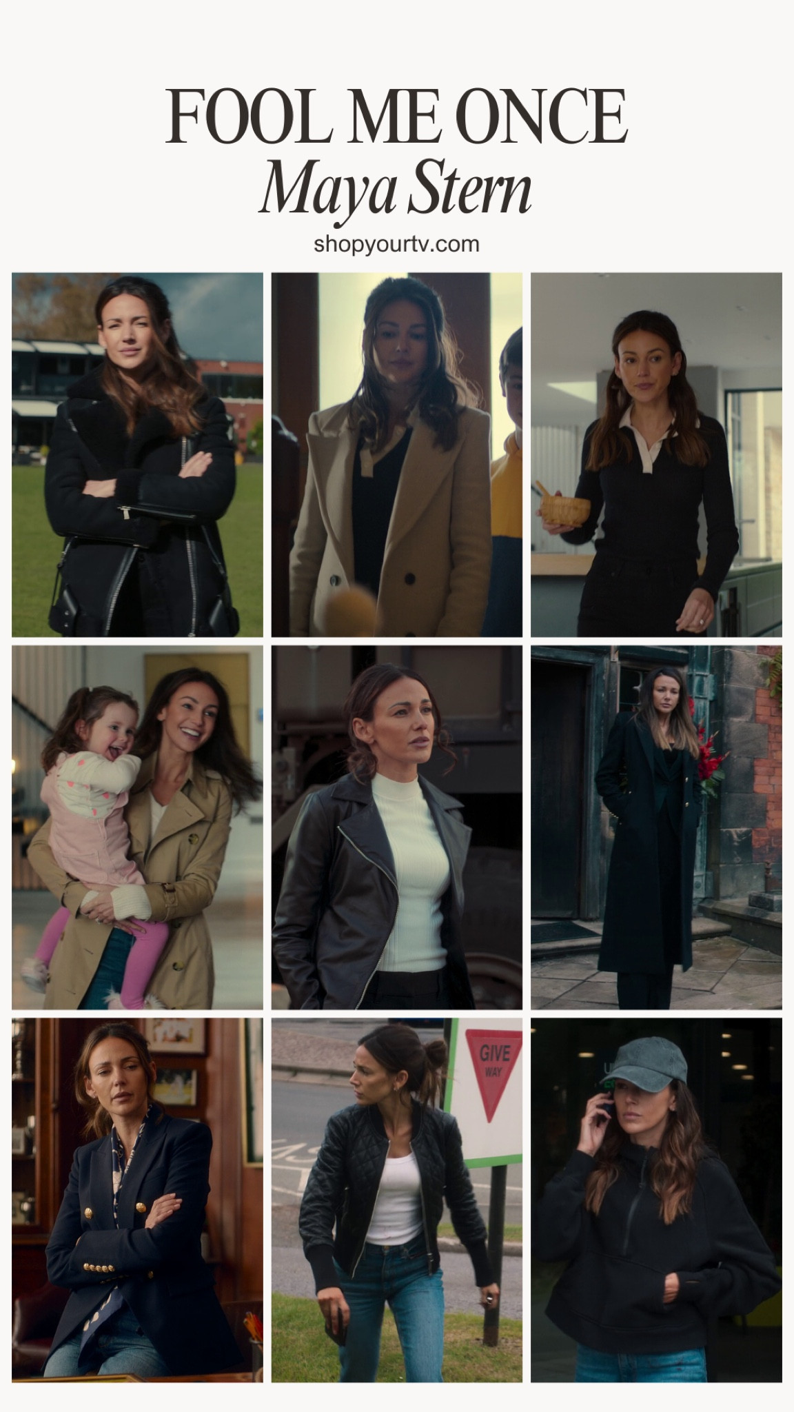 Find where you can buy the outfits Maya Stern (Michelle Keegan) wore in Fool Me Once. 

This is only a snippet of her outfits, heaps more posted to our website shopyourtv.com 