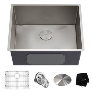 KRAUS Standart PRO 24 in. x 18.5 in. x 12 in. 16-Gauge Undermount Single Bowl Stainless Steel Lau... | The Home Depot