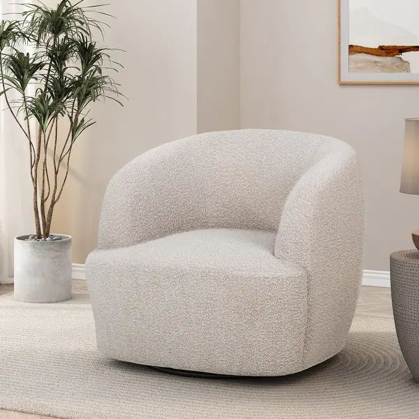 Mokena Textured Boucle Upholstered Swivel Club Chair by Christopher Knight Home | Bed Bath & Beyond