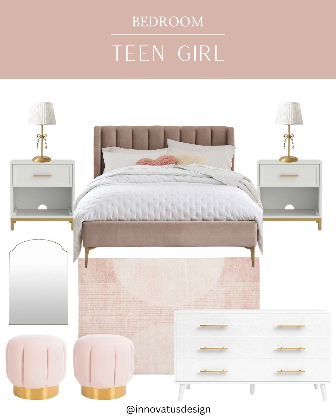 Create your teenage daughter’s dream bedroom with this sophisticated yet feminine bedroom design! With soft upholstery, brass accents and plenty of storage, this bedroom design is ideal for your favorite teenage girl  

#LTKHome #LTKKids #LTKmomlife