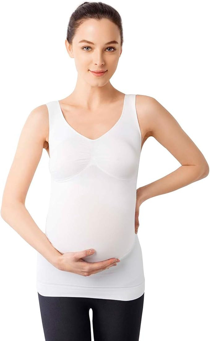 +MD Maternity Support Tank Top Seamless Sleevless Undershirt Belly Support for Pregnancy Activewe... | Amazon (US)