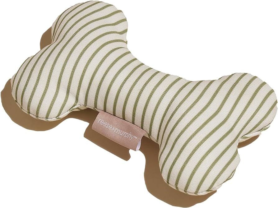 Green Striped Bone Shaped Plush Dog Toy 8" - Dog Toys for Medium & Large Dogs - Squeaky Dog Puppy... | Amazon (US)