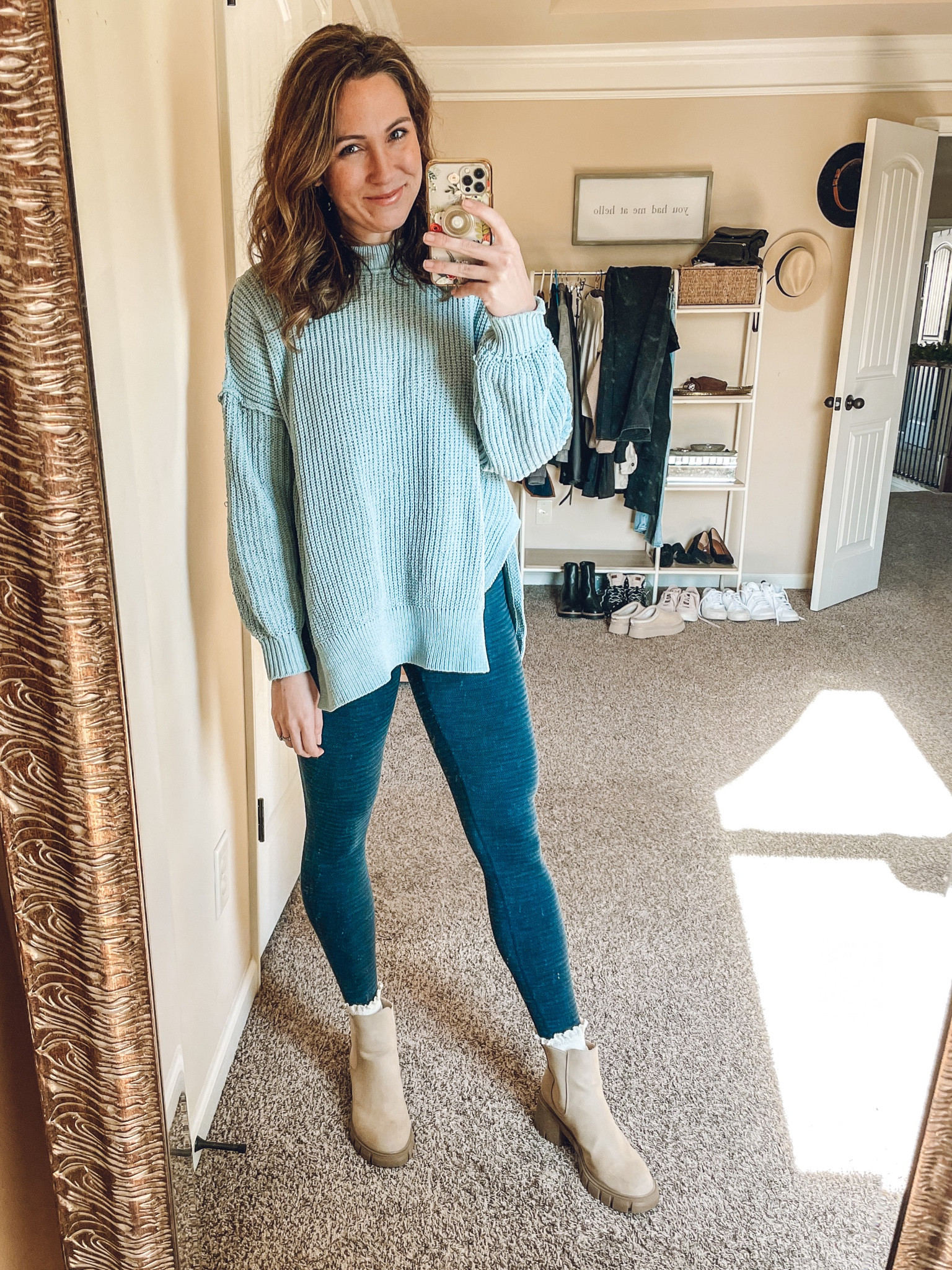 Another day, another cozy outfit 

Sweater is SO SOFT and one of my favorites. This one is from last year so the color isn’t available but it does still come in 4 other colors! I sized up to medium to keep it oversized. Leggings are old but I linked same brand and color - I size down in Athleta. 

Boots fit TTS and are on sale!
And the socks are the same I keep talking about! Comes in 6 pack of neutral colors- and perfect for with ankle boots and Uggs! 

#LTKsalealert #LTKfindsunder50 #LTKshoecrush