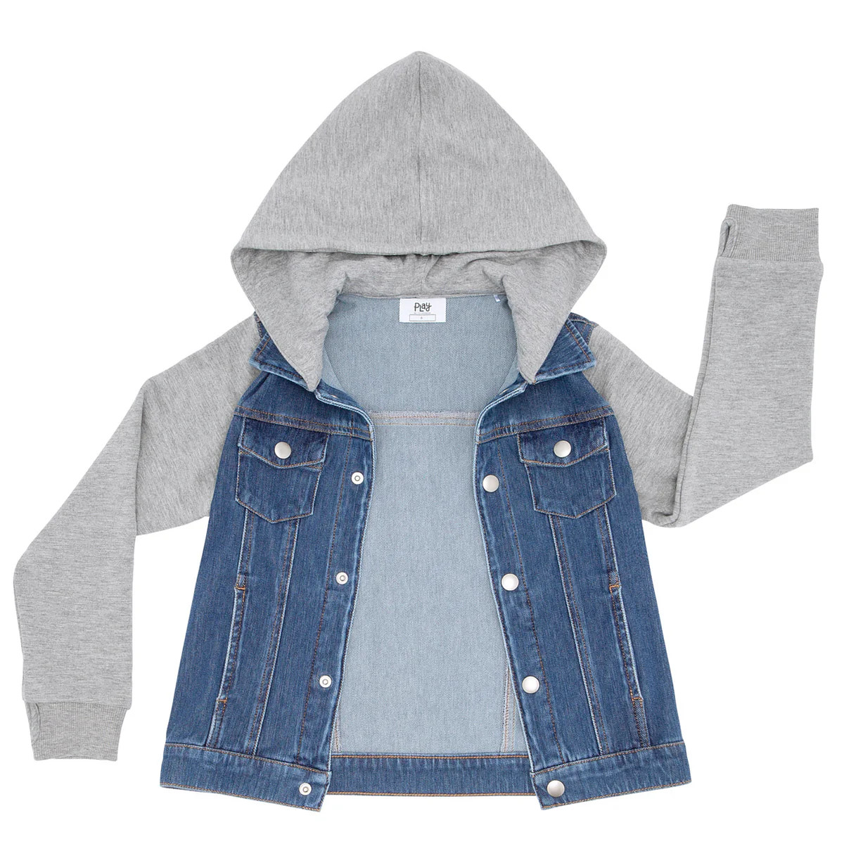 Midwash Blue/ Gray Denim Jacket | Little Sleepies