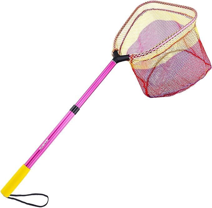 PLUSINNO Kids Fishing Net, Telescopic Lightweight Landing Net with Aluminum Pole Handle and Nylon... | Amazon (US)