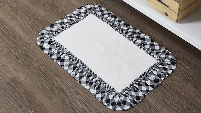 VHC Brands Annie Buffalo Check Bath Mat Farmhouse Ruffled Country Checkered Gingham Bathroom Deco... | Amazon (US)